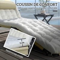 Outsunny Lot de 2 transats bains de soleil pliable avec dossier inclinable 4 positions - appui-tête et matelas épais beige(m-7)