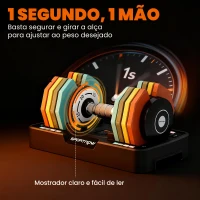 SPORTNOW Haltere Ajustável 5 em 1 de 5 a 25 kg com Base de Armazenamento e Pega Antideslizante para Casa Ginásio Multicolor(m-5)
