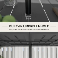 Stół ogrodowy 150x90cm, stalowy, z otworem na parasol(m-5)