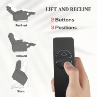 HOMCOM Fotel Seniora z Pomocą przy Wstawaniu, Funkcja Leżenia, w zestawie pilot, 144 cm x 91 cm x 88 cm, Szary(m-4)