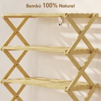 HOMCOM Zapatero Estrecho de Bambú Zapatero Vertical Plegable de 4 Niveles Sin Instalación Natural(m-5)