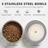 PawHut Podwyższona Miska dla Psa Regulowana Miska z 2 Miskami dla Małych i Dużych Psów Czarna(m-6)