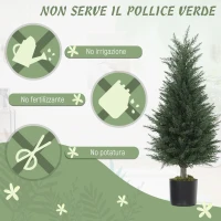 Outsunny Set 2 Piante Finte di Cipressi Alberi Anti-UV, Ø40x90 cm, Verde(m-5)