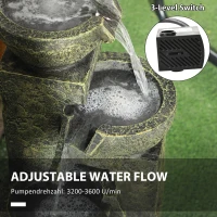 Outsunny Fontanna ogrodowa, regulowany strumień, dekoracyjna fontanna(m-5)