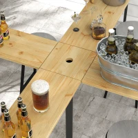 Outsunny Stół piknikowy, składany stół ogrodowy, dla 20 osób, odporny na warunki atmosferyczne, Metal, Drewno sosnowe, 2,4x2,4x1m, Naturalny/Czarny(m-8)