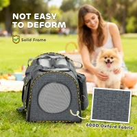 PawHut Soft Sided Cat Carrier Bag, Portable Foldable Pet Carrier with Shoulder Strap & Removable Mat for Small Pet Up to 10kg(m-5)