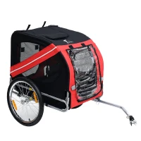 PawHut Remorque vélo pour Chien Animaux 8 réflecteurs Drapeau Barre attelage Inclus Acier Polyester imperméable Max. 30 Kg 130L x 73l x 90H cm Rouge(m-12)