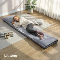 HOMCOM Fauteuil de sol pliable en velours côtelé, matelas de sol avec dossier réglable en 5 positions, 59 x 230 x 15 cm, gris(m-6)