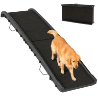 PawHut Foldable dog ramp, PP dog stairs with gentle slope and non-slip surface, 155x38.5x15.5cm, black(m-6)