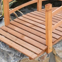 Outsunny 6FT Wooden Garden Bridge with Safety Railings, Classic Arc Footbridge for Stream Pond Walkway, Orange(m-7)
