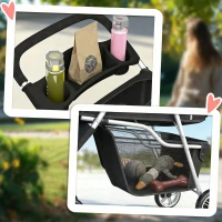 PawHut Carrito para Perros Pequeños con Cesta de Almacenaje Ventanas de Malla y Cinturón de Seguridad 77x44x102 cm Negro(m-5)