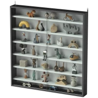 HOMCOM Six Shelf Display Cabinet, with Glass Doors - Black and White(m-11)