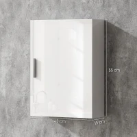 HOMCOM Armadietto Bagno da Parete in Legno con 3 Ripiani Regolabili in Vetro su 3 Livelli, 40x15x55 cm, Bianco(m-3)