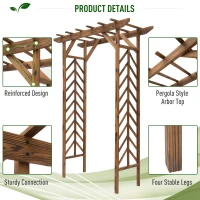 Outsunny Wooden Garden Arbor, Arch Trellis with Classic Countryside Style, Pergola Style Roof for Climbing Vines(m-4)