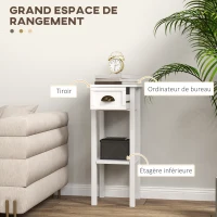 HOMCOM Lot de 2 tables d'appoint Table de Chevet style sophistiqué avec tiroir, étagère inférieure, 30 x 30 x 75 cm, blanc(m-4)