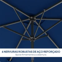 Outsunny Chapéu de Sol de Alumínio 198x294x255 cm Chapéu  Retangular de Jardim Inclinável com Manivela e Mastro Desmontável Azul-Marinho(m-7)