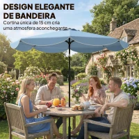 Outsunny Chapéu de Sol para Jardim Ø2,7 m com Inclinação Ajustável Manivela e Volante Azul Celeste(m-4)