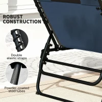 Outsunny Set of Two Reclining Sun Loungers - Dark Blue(m-7)