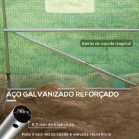 Outsunny Estufa Tipo Túnel 6x3x2 m com Sistema de Rega Integrado 12 Janelas com Rede e 1 Porta Enrolável Verde(m-7)