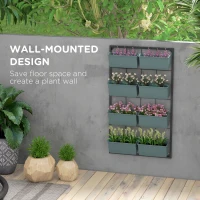 Outsunny Stolik na kwiaty z 8 skrzynkami do sadzenia, stosowalny, odporny na warunki atmosferyczne, 52,5 x 14 x 90 cm, Szary + Czarny(m-4)