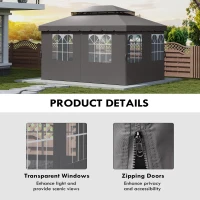 Zestaw 4 ścianek do pawilonu 3x4m z 8 oknami(m-7)