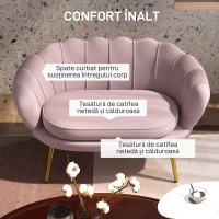 HOMCOM Canapea de 2 Locuri cu Brațe, Canapea Modernă cu Șezut Căptușit pentru Dormitor și Sufragerie, 130x77x77 cm, Roz(m-5)