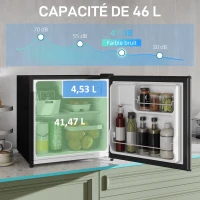 HOMCOM Réfrigérateur congélateur 46 L, petit réfrigérateur combiné avec portes réversibles, 48 x 44 x 49 cm, argenté(m-4)