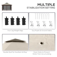 Outsunny Pawilon składany, regulowany wysokość, 4 ścianki z siateczki, dach wentylacyjny, torba transportowa, szybki montaż, 4 x 4 x 3 m, Beżowy(m-7)