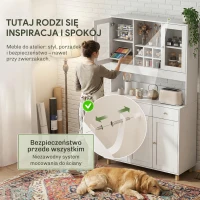 HOMCOM Biała szafka artystyczna 180cm – Witryna na dzieła i organizer do pracowni – Szkło, szuflada & regulowane półki – 100x40cm(m-7)