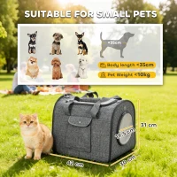 PawHut Soft Sided Cat Carrier Bag, Portable Foldable Pet Carrier with Shoulder Strap & Removable Mat for Small Pet Up to 10kg(m-3)