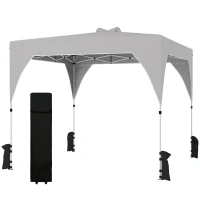 Outsunny Carpa Plegable Pop-up 3x3 m con Bloqueo Central Altura Ajustable Bolsa Transporte con Ruedas y Sacos de Arena Gris(m-11)