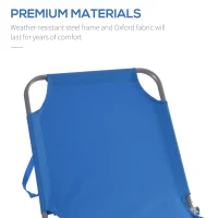 Outsunny Leżak plażowy z regulowanym oparciem, składany fotel plażowy, leżak ogrodowy o nośności do 120 kg, na balkon, taras, Oxford, niebieski(m-5)