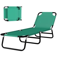 Outsunny Foldable Sun Lounger with 5-Position Adjustable Backrest, Outdoor Portable Recliner Chaise Lounge Chair, Green(m-11)