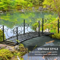 Outsunny 184cm Metal Arch Garden Garden Bridge, Safety Siderails, Arc Footbridge for Garden Creek, Stream, Pond, Black(m-5)