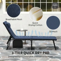 Outsunny Set of Two Reclining Sun Loungers - Dark Blue(m-6)