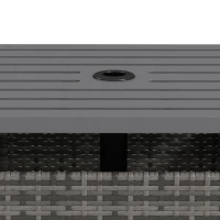 Outsunny Outdoor Rattan Wicker Coffee Table w/ Umbrella Hole Suitable for Garden Garden(m-9)