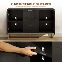 HOMCOM Sideboard with 3 Drawers and Adjustable Shelves for Living Room - Black(m-6)