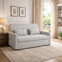 HOMCOM Three-Way Two-Seater Sofa Bed - Light Grey(m-2)
