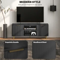 HOMCOM Modern TV Stand Cabinet for TVs up to 55", TV Unit with 2 Open Shelves and 2 Cabinets, Entertainment Centre with Cable Management for Living Room, Black(m-4)