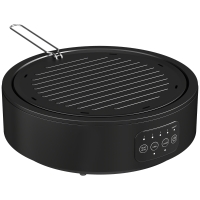 HOMCOM Electric Ceramic Hob with Grill Plate, Multifunctional 36cm Plug in Electric Hob with 4 Heat Levels for All Type Pot