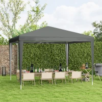 Outsunny Tonnelle de jardin 3 x 3 m, barnum tente de réception Structure en acier, tissu PE pour fêtes et mariages, gris(m-10)