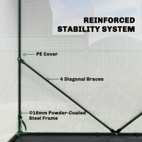 Outsunny Walk-in Greenhouse for Outdoors with Steel Frame, Large Plant House with Roll-up Door and PE Ground Cover, White(m-5)