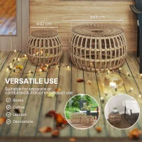 Zestaw 2 stolików bocznych Polyrattan Ø66/42 cm, brązowy(m-4)