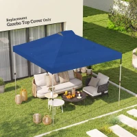 Outsunny Gazebo Roof Replacement UV50+ Waterproof Pop Up Canopy Cover with 8 Drainage Holes 3 x 3 m Blue(m-2)