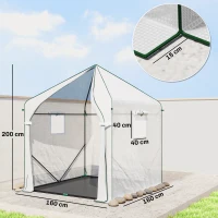 Outsunny Walk-in Greenhouse for Outdoors with Steel Frame, Large Plant House with Roll-up Door and PE Ground Cover, White(m-3)