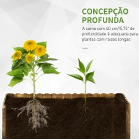 Outsunny Floreira de Madeira com Base Aberta para Cultivar Plantas Flores Ervas Floreira Exterior Retangular 120x40x40 cm Carbonizada(m-4)