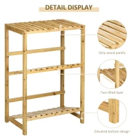Outsunny Regał na skrzynki z napojami Stojak na 4 skrzynki Naturalne drewno 2 poziomy 74 x 45 x 111 cm(m-6)
