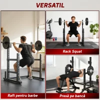 SPORTNOW Suport Reglabil pentru Haltere, 2 Nivele cu Suport pentru Discuri, din Oțel, 110x91x145 cm, Negru(m-4)
