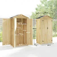 Outsunny Gartenschrank Geräteschuppen 3 Türen 93x53x168cm Natur(m-3)