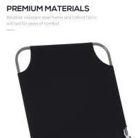 Outsunny Leżak plażowy z regulowanym oparciem, składany fotel plażowy, leżak ogrodowy do 120 kg, czarny, oxford, idealny na balkon, taras(m-5)